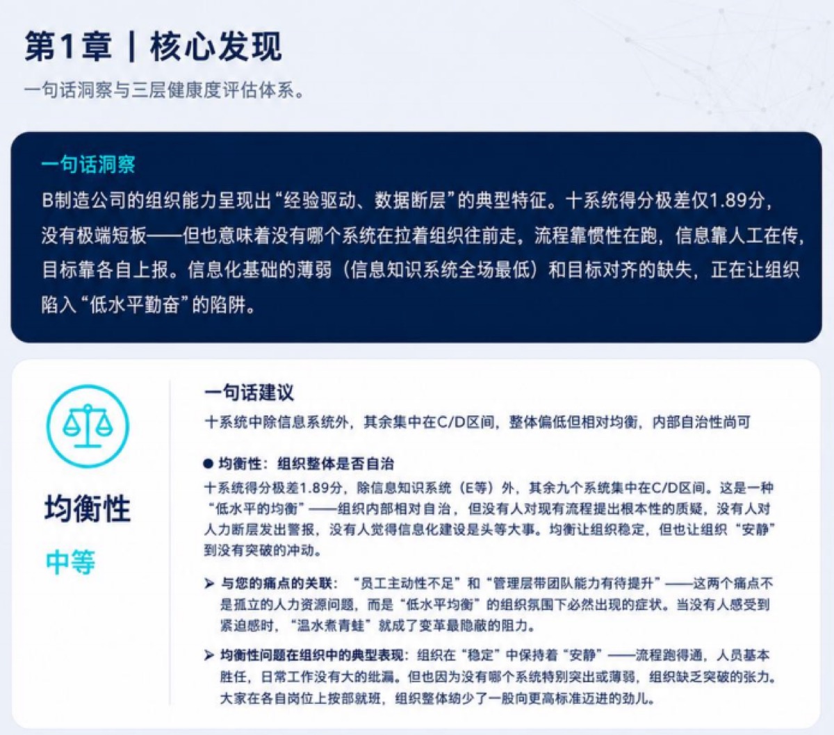 核心发现：一句话洞察与三层健康度评估